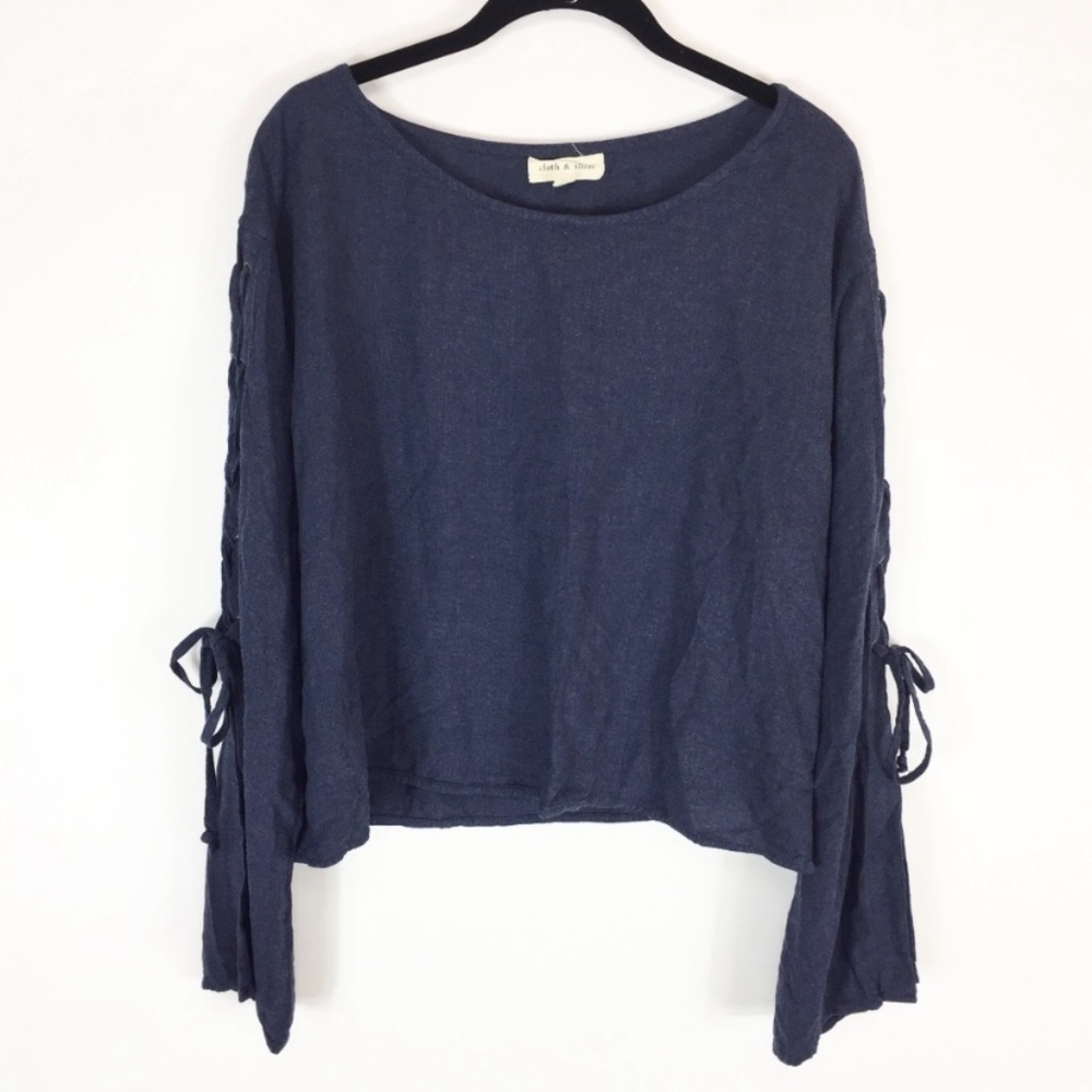 Cloth & Stone Lace Up Longsleeve Crop, Sz XS